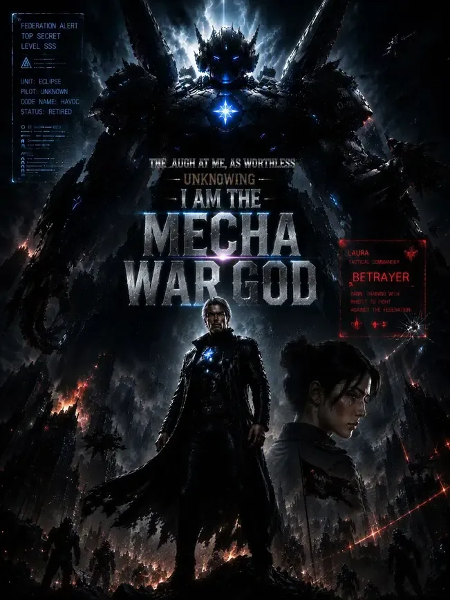 They laugh,As worthless,Unknowing I am THE MECHA GOD — poster