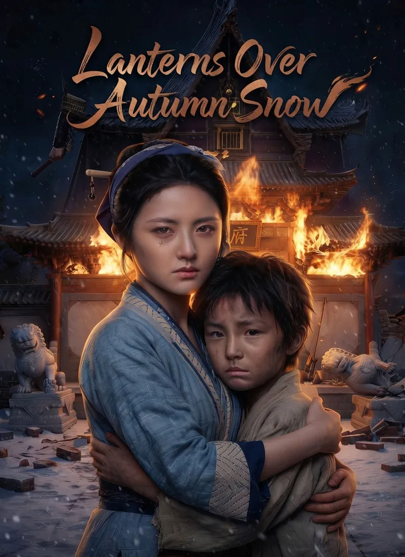 Lanterns Over Autumn Snow — poster